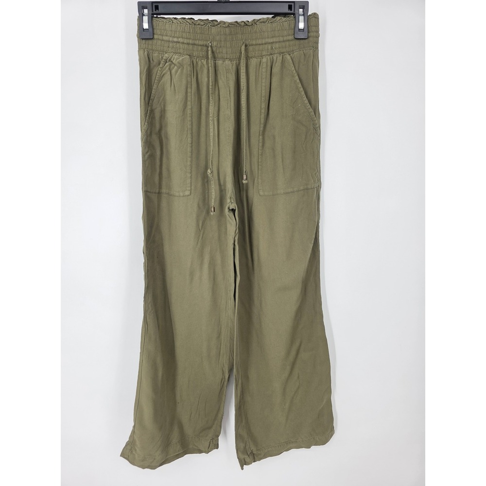 Abercrombie & Fitch Olive Green Wide Leg Smocked Waist Drawstring Pants XS